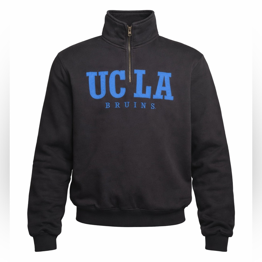 UCLA Bruins Jansport Quarter Zip Sweatshirt Black Blue Collegiate Pullover S